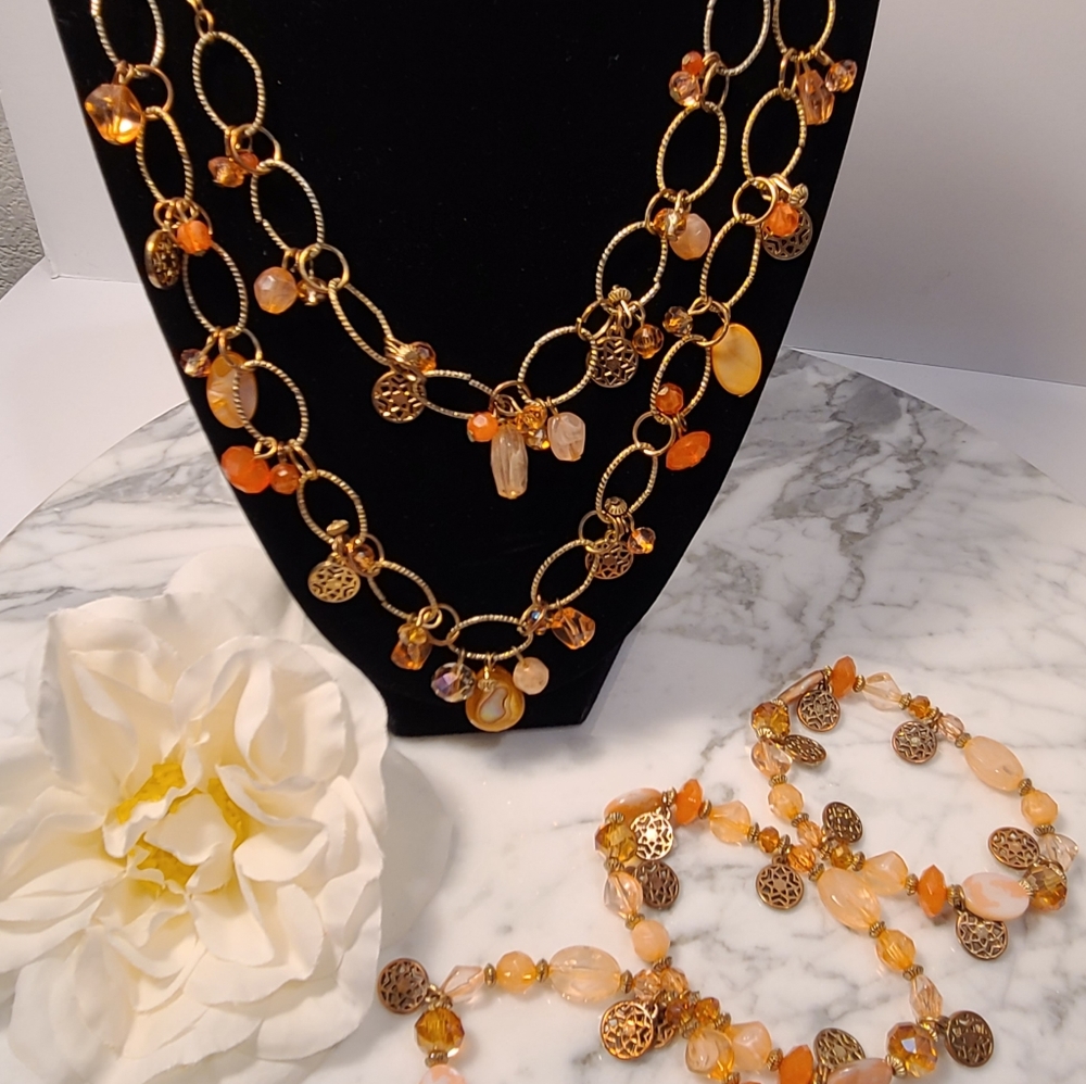 Two Strand Necklace with Three Braclets